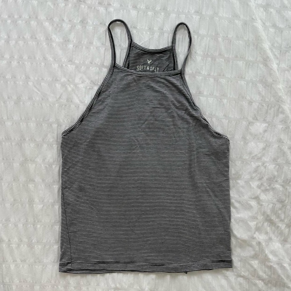 American Eagle Soft & Sexy Black and White Striped Tank